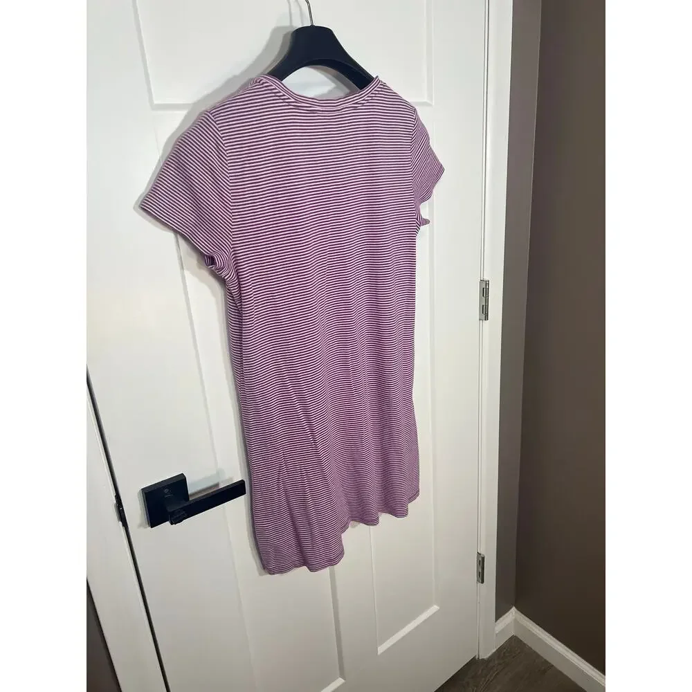 Lauren Ralph Lauren Women's Size M Purple White Stripe V-neck Cotton Tee Dress - Picture 6 of 8